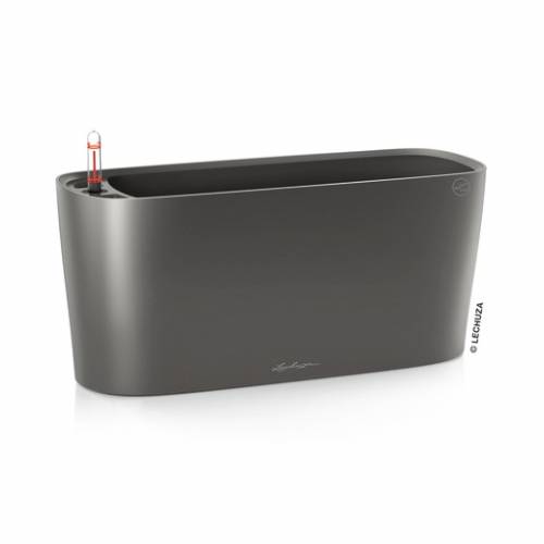 LECHUZA DELTA 10 Vaso Autoirrigante Per Interni – Colore Antracite Metallizzato, Plastica Riciclabile Di Qualità, Con Indicatore Di Livello Acqua, Made In Germany